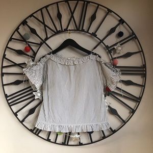 MADEWELL RUFFLE LACE-UP BLOUSE